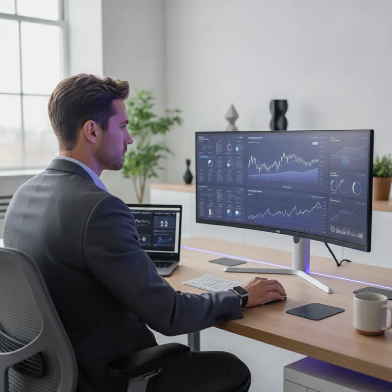 Focused investor reviewing a portfolio strategy on screen